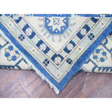 Load image into Gallery viewer, 9&#39;x11&#39;5&quot; Berry Blue With Huntington White, Vintage Look Kazak With Large Medallions Design High Grade Wool, Hand Knotted, Natural Dyes, Oriental Rug FWR448356