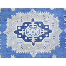 Load image into Gallery viewer, 9&#39;x11&#39;5&quot; Berry Blue With Huntington White, Vintage Look Kazak With Large Medallions Design High Grade Wool, Hand Knotted, Natural Dyes, Oriental Rug FWR448356
