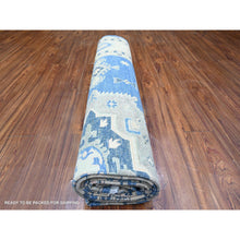 Load image into Gallery viewer, 9&#39;x11&#39;5&quot; Berry Blue With Huntington White, Vintage Look Kazak With Large Medallions Design High Grade Wool, Hand Knotted, Natural Dyes, Oriental Rug FWR448356