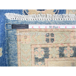 9'x11'5" Berry Blue With Huntington White, Vintage Look Kazak With Large Medallions Design High Grade Wool, Hand Knotted, Natural Dyes, Oriental Rug FWR448356