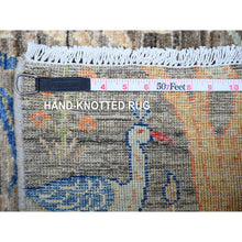 Load image into Gallery viewer, 2&#39;7&quot;x10&#39; Best Gray, Afghan Peshawar with Birds of Paradise design Vegetable Dyes, Hand Knotted, Organic Wool, Runner Oriental Rug FWR448380
