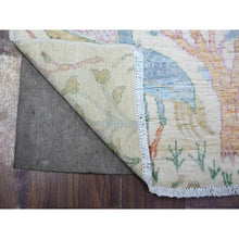 Load image into Gallery viewer, 2&#39;5&quot;x8&#39; Night White, Afghan Peshawar with Birds of Paradise Design, Abrash, Hand Knotted, Natural Dyes, Pure Wool, Oriental Rug FWR448386