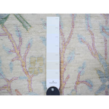 Load image into Gallery viewer, 2&#39;5&quot;x8&#39; Night White, Afghan Peshawar with Birds of Paradise Design, Abrash, Hand Knotted, Natural Dyes, Pure Wool, Oriental Rug FWR448386