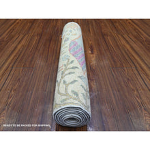 Load image into Gallery viewer, 2&#39;5&quot;x8&#39; Night White, Afghan Peshawar with Birds of Paradise Design, Abrash, Hand Knotted, Natural Dyes, Pure Wool, Oriental Rug FWR448386