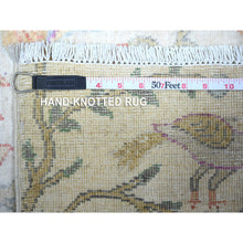 Load image into Gallery viewer, 2&#39;5&quot;x8&#39; Night White, Afghan Peshawar with Birds of Paradise Design, Abrash, Hand Knotted, Natural Dyes, Pure Wool, Oriental Rug FWR448386