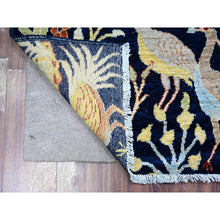 Load image into Gallery viewer, 4&#39;x5&#39;7&quot; Penn Blue, Extra Soft Wool, Hand Knotted, Vegetable Dyes, Bird of Paradise Afghan Peshawar Design, Abrash, Oriental Rug FWR448500