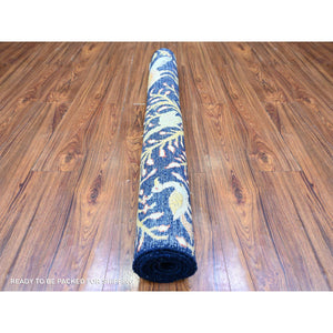 4'x5'7" Penn Blue, Extra Soft Wool, Hand Knotted, Vegetable Dyes, Bird of Paradise Afghan Peshawar Design, Abrash, Oriental Rug FWR448500