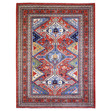 Load image into Gallery viewer, 9&#39;4&quot;x12&#39; Arsenal Red, Hand Knotted, Shiraz Design, Afghan Vegetable Dyes, 100% Wool, Oriental Rug FWR448560