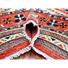Load image into Gallery viewer, 9&#39;4&quot;x12&#39; Arsenal Red, Hand Knotted, Shiraz Design, Afghan Vegetable Dyes, 100% Wool, Oriental Rug FWR448560