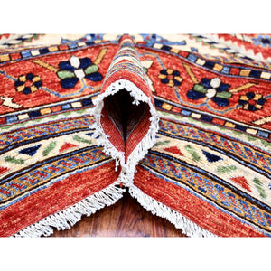 9'4"x12' Arsenal Red, Hand Knotted, Shiraz Design, Afghan Vegetable Dyes, 100% Wool, Oriental Rug FWR448560