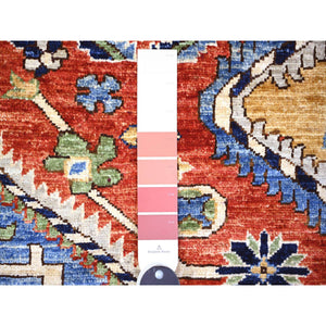9'4"x12' Arsenal Red, Hand Knotted, Shiraz Design, Afghan Vegetable Dyes, 100% Wool, Oriental Rug FWR448560
