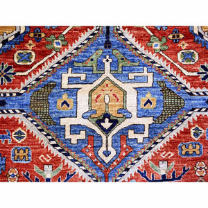 9'4"x12' Arsenal Red, Hand Knotted, Shiraz Design, Afghan Vegetable Dyes, 100% Wool, Oriental Rug FWR448560
