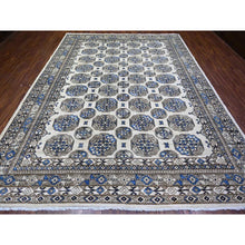 Load image into Gallery viewer, 9&#39;1&quot;x12&#39; Porcelain Ivory, Afghan Ersari With Elephant Feet Design, Hand Knotted, Natural Dyes, Natural Wool, Oriental Rug FWR448566