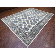 Load image into Gallery viewer, 9&#39;1&quot;x12&#39; Porcelain Ivory, Afghan Ersari With Elephant Feet Design, Hand Knotted, Natural Dyes, Natural Wool, Oriental Rug FWR448566