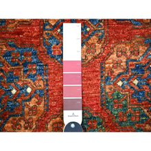 Load image into Gallery viewer, 4&#39;x9&#39;6&quot; Angels Red, Organic Wool, Afghan Ersari With Elephant Feet Design, Vegetable Dyes, Hand Knotted, Wide Runner Oriental Rug FWR448626