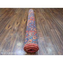 Load image into Gallery viewer, 4&#39;x9&#39;6&quot; Angels Red, Organic Wool, Afghan Ersari with Elephant Feet Design, Vegetable Dyes, Hand Knotted, Wide Runner Oriental Rug FWR448626