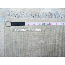 Load image into Gallery viewer, 3&#39;9&quot;x5&#39;7&quot; Stone White, Washed Out Peshawar With Faded Designs, Organic Wool, Hand Knotted, Oriental Rug FWR448692