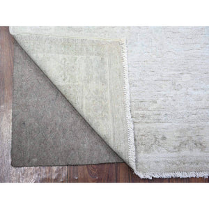 4'x5'9" Gainsboro Gray With Night White, White Wash Peshawar With Faded Colors, Velvet And Soft Wool, Hand Knotted, Oriental Rug FWR448698