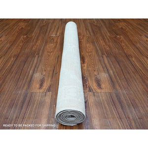 4'x5'9" Gainsboro Gray With Night White, White Wash Peshawar With Faded Colors, Velvet And Soft Wool, Hand Knotted, Oriental Rug FWR448698