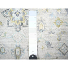 Load image into Gallery viewer, 4&#39;x5&#39;9&quot; Chrome Gray With Stone White, White Wash Peshawar With Motifs, Soft Wool, Natural Dyes, Hand Knotted, Oriental Rug FWR448704
