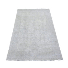 Load image into Gallery viewer, 3&#39;10&quot;x5&#39;7&quot; Delicate White, Washed Out Peshawar with Faded Designs, Vegetable Dyes, Shiny Wool, Hand Knotted, Oriental Rug FWR448710