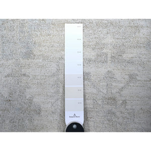 3'10"x5'7" Delicate White, Washed Out Peshawar with Faded Designs, Vegetable Dyes, Shiny Wool, Hand Knotted, Oriental Rug FWR448710