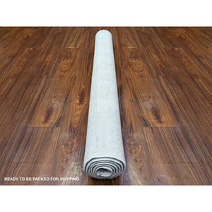 3'10"x5'7" Delicate White, Washed Out Peshawar with Faded Designs, Vegetable Dyes, Shiny Wool, Hand Knotted, Oriental Rug FWR448710
