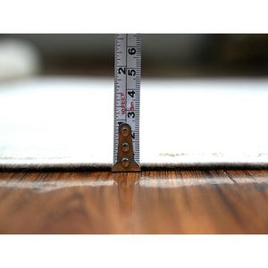 3'10"x5'7" Delicate White, Washed Out Peshawar with Faded Designs, Vegetable Dyes, Shiny Wool, Hand Knotted, Oriental Rug FWR448710