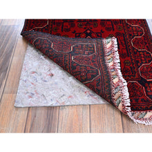 Load image into Gallery viewer, 1&#39;10&quot;x5&#39; Crimson Red, Afghan Khamyab With Geometric Pattern, Hand Knotted, Soft Wool, Vegetable Dyes, Short And Narrow Runner, Oriental Rug FWR4482