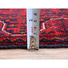 Load image into Gallery viewer, 1&#39;10&quot;x5&#39; Crimson Red, Afghan Khamyab With Geometric Pattern, Hand Knotted, Soft Wool, Vegetable Dyes, Short And Narrow Runner, Oriental Rug FWR4482