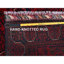 Load image into Gallery viewer, 1&#39;10&quot;x5&#39; Crimson Red, Afghan Khamyab With Geometric Pattern, Hand Knotted, Soft Wool, Vegetable Dyes, Short And Narrow Runner, Oriental Rug FWR4482