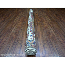 Load image into Gallery viewer, 5&#39;9&quot;x7&#39;10&quot; Slate Gray With Pomelo White Afghan Super Kazak With Geometric Medallions Design, Natural Dyes, Dense Weave, 100% Wool, Hand Knotted, Oriental Rug FWR448800