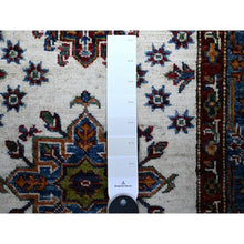 Load image into Gallery viewer, 2&#39;7&quot;x12&#39;10&quot; Porcelain Ivory, Hand Knotted, Multiple Border, Afghan Super Kazak with Tribal Medallions Design, Runner Oriental Rug FWR448872