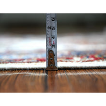 Load image into Gallery viewer, 2&#39;7&quot;x12&#39;10&quot; Porcelain Ivory, Hand Knotted, Multiple Border, Afghan Super Kazak with Tribal Medallions Design, Runner Oriental Rug FWR448872