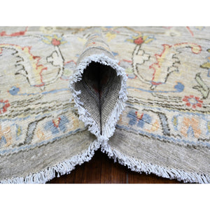8'x8' Stone Eagle Gray, Hand Knotted, All Over Ziegler Mahal Design, High Grade Wool, Vegetable Dyes, Round Oriental Rug FWR448920