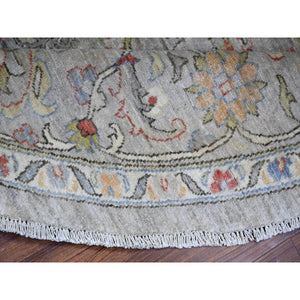 8'x8' Stone Eagle Gray, Hand Knotted, All Over Ziegler Mahal Design, High Grade Wool, Vegetable Dyes, Round Oriental Rug FWR448920