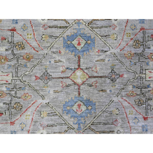 8'x8' Stone Eagle Gray, Hand Knotted, All Over Ziegler Mahal Design, High Grade Wool, Vegetable Dyes, Round Oriental Rug FWR448920