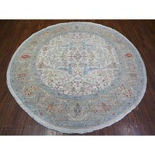 Load image into Gallery viewer, 8&#39;x8&#39; White On White, Hand Knotted, High Grade Wool With Ziegler Mahal Design, Vegetable Dyes, Round Oriental Rug FWR448926