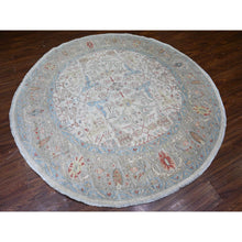 Load image into Gallery viewer, 8&#39;x8&#39; White On White, Hand Knotted, High Grade Wool With Ziegler Mahal Design, Vegetable Dyes, Round Oriental Rug FWR448926