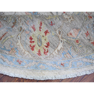 8'x8' White On White, Hand Knotted, High Grade Wool With Ziegler Mahal Design, Vegetable Dyes, Round Oriental Rug FWR448926