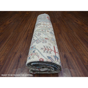 8'x8' White On White, Hand Knotted, High Grade Wool With Ziegler Mahal Design, Vegetable Dyes, Round Oriental Rug FWR448926