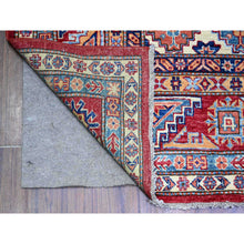 Load image into Gallery viewer, 7&#39;x10&#39; Upsdell Red With Vista White, Hand Knotted, Afghan Super Kazak With Tribal Medallion Design, Natural Dyes, Soft Wool, Oriental Rug FWR448938