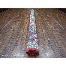 Load image into Gallery viewer, 7&#39;x10&#39; Upsdell Red With Vista White, Hand Knotted, Afghan Super Kazak With Tribal Medallion Design, Natural Dyes, Soft Wool, Oriental Rug FWR448938