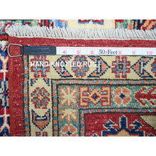 Load image into Gallery viewer, 7&#39;x10&#39; Upsdell Red With Vista White, Hand Knotted, Afghan Super Kazak With Tribal Medallion Design, Natural Dyes, Soft Wool, Oriental Rug FWR448938
