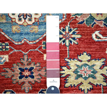 Load image into Gallery viewer, 6&#39;8&quot;x9&#39;10&quot; Sanguine Red, Afghan Super Kazak With Geometric Gul Motifs, Vegetable Dyes, Extra Soft Wool Hand Knotted, Oriental Rug FWR448944
