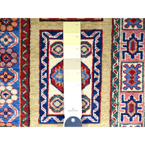6'x8'6" Camel Brown, Vegetable Dyes, 100% Wool, Afghan Super Kazak With Geometrical Garden Design, Hand Knotted, Oriental Rug FWR448998