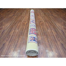 Load image into Gallery viewer, 6&#39;x8&#39;6&quot; Camel Brown, Vegetable Dyes, 100% Wool, Afghan Super Kazak With Geometrical Garden Design, Hand Knotted, Oriental Rug FWR448998