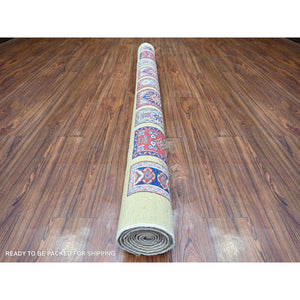 6'x8'6" Camel Brown, Vegetable Dyes, 100% Wool, Afghan Super Kazak With Geometrical Garden Design, Hand Knotted, Oriental Rug FWR448998