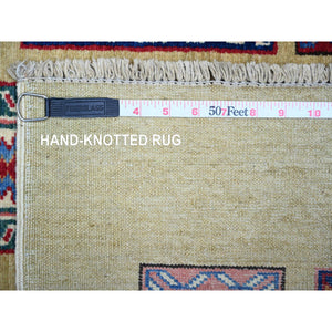 6'x8'6" Camel Brown, Vegetable Dyes, 100% Wool, Afghan Super Kazak With Geometrical Garden Design, Hand Knotted, Oriental Rug FWR448998