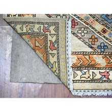 Load image into Gallery viewer, 4&#39;2&quot;x9&#39;9&quot; Cloud Gray, Hand Knotted, Vegetable Dyes, Afghan Ersari With Tribal Symbols,  Pure Wool, Densely Woven, Wide Runner Oriental Rug FWR449142
